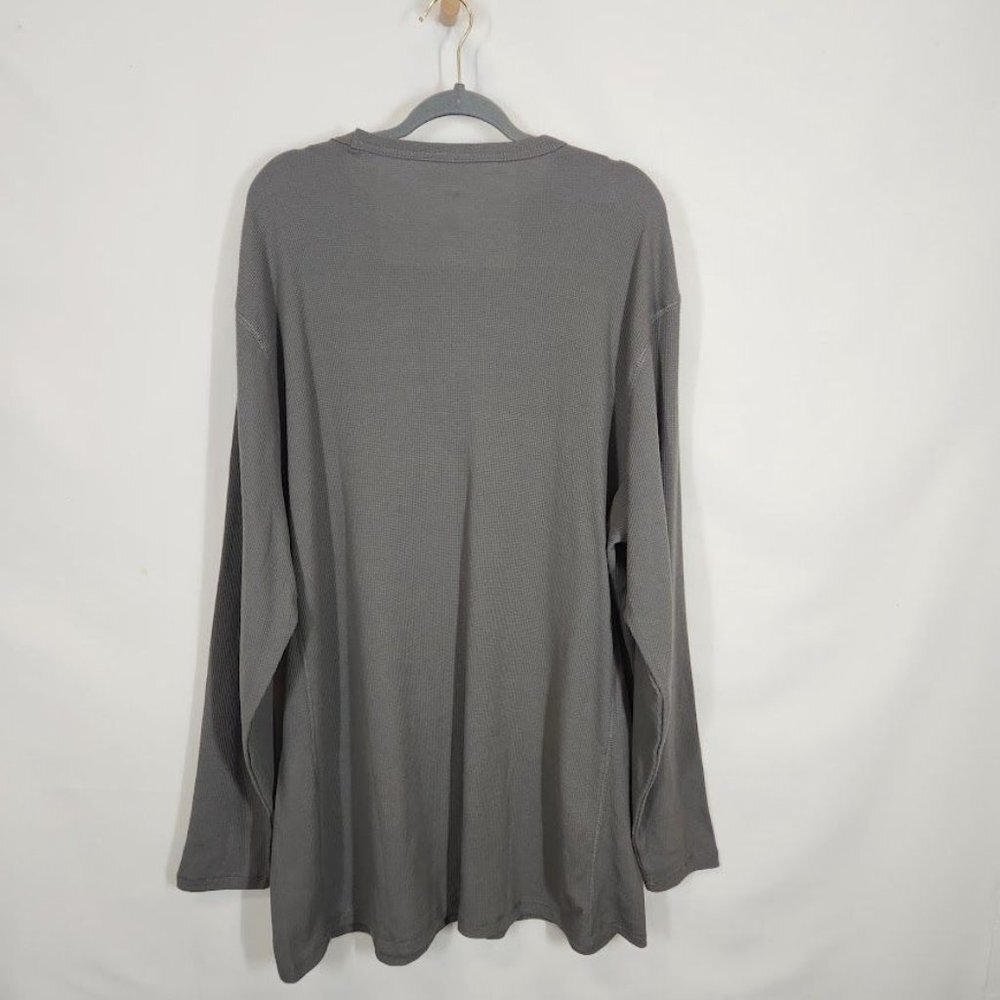 Harbor Bay Big & Tall Long-Sleeve Waffle-Knit Crewneck Tee -‎ Grey - Size 2XLT - Picture 3 of 5